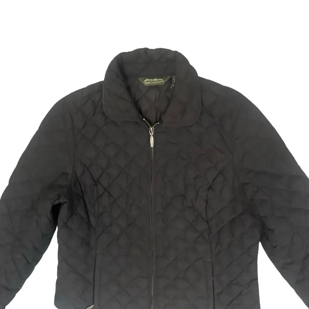 Eddie Bauer 650 Fill Power Premium Goose Down Black Jacket Women’s M Quilted - Picture 4 of 12